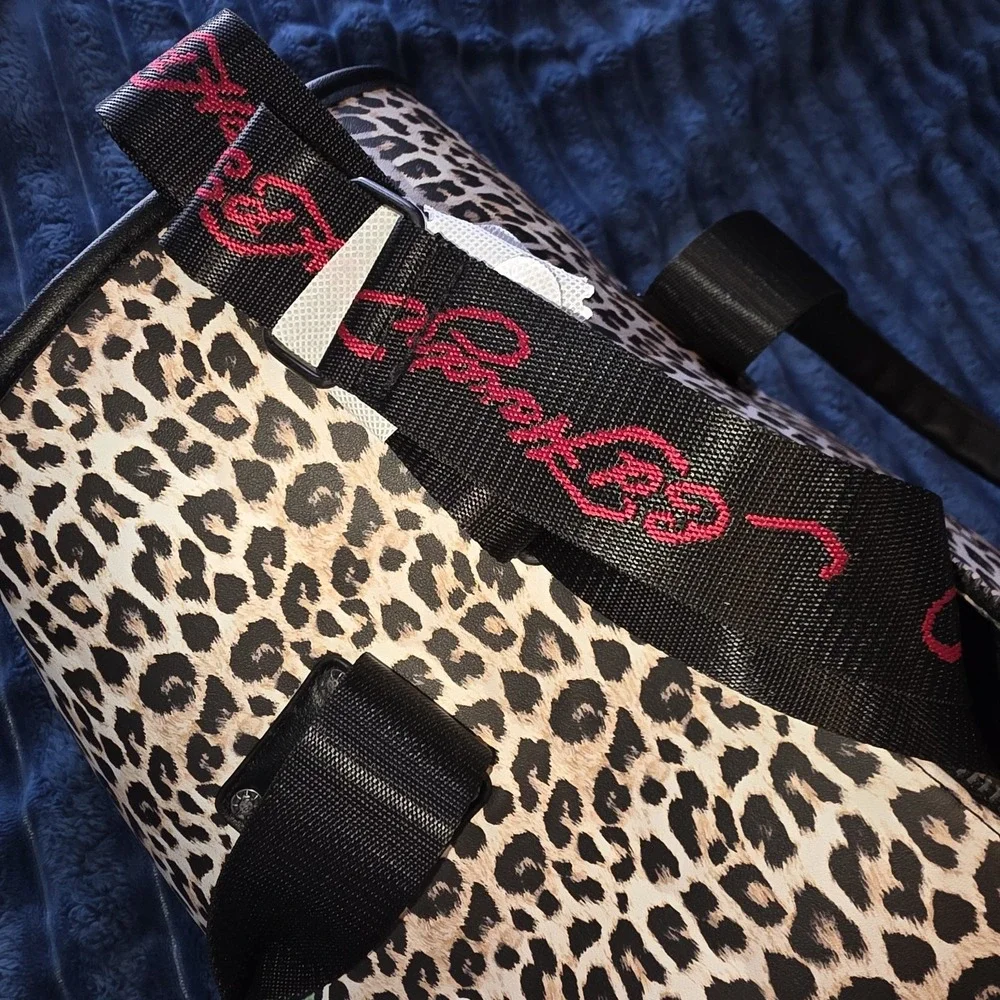 Ed Hardy Duffel Bag Cheetah Print Rhinestone Heart Love Skull Zipper Rare Htf